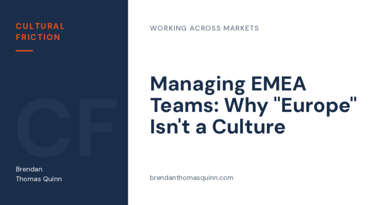 Managing EMEA teams — Cultural Friction article card: "Managing EMEA Teams: Why "Europe" Isn't a Culture"