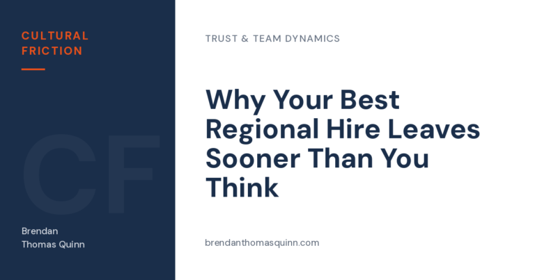 Retaining international hires — Cultural Friction article card: "Why Your Best Regional Hire Leaves Sooner Than You Think"